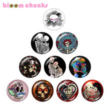 Crânio halloween amor 12mm/18mm/20mm/25mm redondo cabochão de vidro liso voltar fazendo botão snap b5712 2024 - compre barato