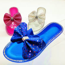 Zapatillas con lazo azul para Mujer, sandalias transparentes de gelatina, Chanclas planas con lazo, 2021 2024 - compra barato