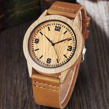 Relojes de madera para hombre y Mujer, pulsera de cuarzo con correa de cuero, Color madera, informal, a la moda 2024 - compra barato