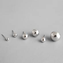 100% 925 Sterling Silver Jewelry Beads Glossy Ball Stud Earrings Pure 925 Silver Earrings Brincos Pendientes de plata 2024 - buy cheap