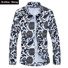 2020 New Spring and Autumn Men's Casual Floral Shirt Fashion Hawaii Long Sleeve Shirt Male Brand Clothes Plus Size 5XL 6XL 7XL 2024 - buy cheap