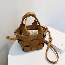 Bolso tejido de diseñador, bolso de mano cubo para mujer, novedad de moda 2020, bolso de viaje de cuero de alta calidad, bandolera de hombro, bolsos para teléfono 2024 - compra barato