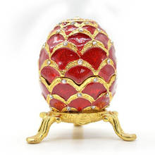 QIFU Red Easter Faberge Egg Crystals Jewelry Trinket  Box Gift 2024 - buy cheap