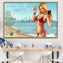 Grand Theft Auto V Video Game GTA 5 Print Poster Wall Art Canvas Painting for Living Room solid wood hanging scroll Home Decor 2024 - buy cheap