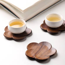 Posavasos de madera con forma de flor, nuevo estilo chino, estera creativa para taza de café de nogal 2024 - compra barato