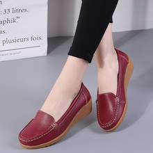Fashion Women Shoes Genuine Leather Women Flat Shoes Slip On Wedge Shoes Moccasins Loafers Flats Shoes Women Flats Ballet Female 2024 - buy cheap