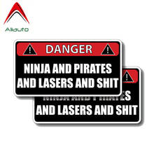 Aliauto 2 X Warning Car Sticker Creative Ninjas and Pirates and Lasers Decal Accessories PVC for Jdm Vw Nissan Kia Ceed,12cm*6cm 2024 - buy cheap