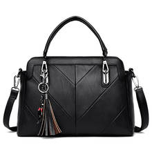 Soft Patchwork Leather Bags Women Fashion Tassel Shoulder CrossBody Bags Women's Genuine Leather Handbags Tote Bag  Lady 2024 - buy cheap