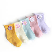 Хлопковые носки для малышей мягкие милые Нескользящие носки с цветочным рисунком для маленьких девочек носки для новорожденных мальчиков от 0 до 12 месяцев, носки-тапочки для новорожденных 2024 - купить недорого