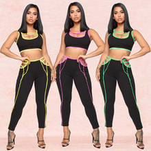 BKLD Women Fitness Sporting Two Pieces Set Sleeveless Crop Top Legging Sets For Women Striped Hollow Out 2019 Women Tracksuits 2024 - buy cheap