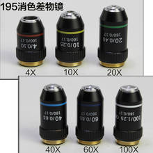 Microscopio acromático de alta potencia, objetivo especial, negro, 4x, 10x, 20x, 40x, 60x, 100x 2024 - compra barato