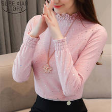 Shirts Women 2021 Autumn Fashion Women Chiffon Blouses Casual Turtleneck Women Clothing Long Sleeve Sequined Women Tops 6284 50 2024 - buy cheap