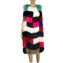 Женское зимнее пальто, верхняя одежда, сверхдлинный цветной жилет из искусственного лисьего меха с прострочкой, новый жилет из искусственного меха, пальто, теплое меховое пальто, куртка, пальто 2024 - купить недорого
