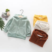 Abrigo de invierno KEAIYOUHUO, chaqueta para niños y niñas, suéter de terciopelo con capucha para bebé, cárdigan de Color sólido, chaqueta, ropa para niños, chaquetas 5Y 2024 - compra barato