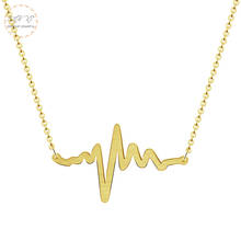 Stainless Steel Unique Heartbeat Necklace Women Vintage Heartbeat Necklaces Pendents Gold Chain Choker Collares Bijoux Jewelry 2024 - buy cheap