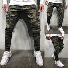 Pantalones vaqueros estilo camuflaje militar para hombre, Jeans ajustados estilo Hip Hop, color sólido, pantalones Cargo con múltiples bolsillos 2024 - compra barato