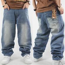 Джинсы-шаровары большого размера, мужские мешковатые джинсы в стиле хип-хоп, свободные прямые джинсы, штаны для скейтборда 2024 - купить недорого