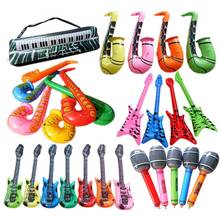 Accesorios inflables para niños, guitarra inflable de PVC con micrófono, instrumento Musical de juguete para fiesta de cumpleaños 2024 - compra barato