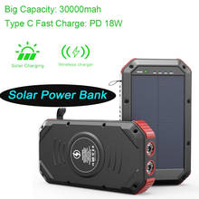 Solar Power Bank 30000mAh 10W Wireless Charging Waterproof Outdoor Power Bank LED Light 4 USB Output External Battery Charger 2024 - buy cheap