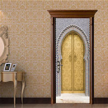 Pegatina de puerta Eid de oro musulmán, decoración de pared, cubierta de puerta, Porta decoración Mural, autoadhesivo impermeable, papel tapiz de vinilo DIY 2024 - compra barato