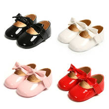 Free Shipping Baby Girls Soft Sole Princess Bownot Leather Single Shoes Anti-slip PU Crib Bow Sneakers Glitter Crib Shoes 2024 - buy cheap