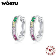 WOSTU New Arrival Ear Buckles 925 Sterling Silver Earrings Colorful for Women Circle Stud Earrings Wedding Jewelry Gift DAE459 2024 - buy cheap