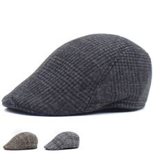 2020 High Quality Retro Berets Men Wool Plaid Cabbie Flat cap Hats for Women's Newsboy Caps Tweed Newsboy Cap Men 2024 - buy cheap