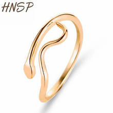 Женское золотое кольцо HNSP с простой волной, регулируемое кольцо на палец 2024 - купить недорого