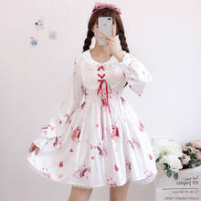 Fashion Lolita Clothes Sweet Rabbit Printed Daily Female Kawaii Dress Himekaji Dulces Japoneses Cosplay White Lolita Dress 1651 2024 - buy cheap