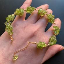 Natural Olivine Crystal Chips Beads Bracelet 14k wire wrapped Bracelet Peridot Crystal Handmade Wrist Jewelry 1pc Dropship 2024 - buy cheap