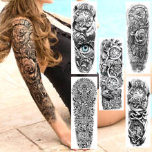 Realistic Full Arm Fake Temporary Tattoos 3D Maori Rose Clock Tattoo Sticker For Men Women Waterproof Eye Tatoos Body Art Makeup 2024 - buy cheap