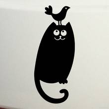 CS-10421 # vinil decalque gato com pássaro na cabeça etiqueta do carro à prova dwaterproof água auto decorações no caminhão pára-choques janela traseira 2024 - compre barato