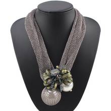 Florosy модная новинка массивная веревочная цепочка с большим кулоном из бисера для женщин кристаллическое ожерелье с цветком из искусственного жемчуга 2024 - купить недорого