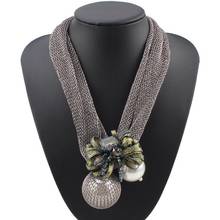 Florosy-Cadena de cuerda gruesa para mujer, colgante de Cuentas grandes, collar de flores de perlas de imitación de cristal 2024 - compra barato