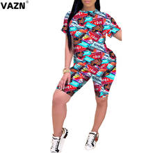 VAZN 2020 Casual Loose O-neck Two Piece Set Summer Beach 2 Piece Set Women Short Sleeve Short Pant Summer Sets 2024 - buy cheap