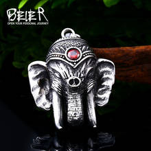 Pingente de elefante clássico de aço inoxidável 316l com pedra vermelha para homens colar amuleto de animal joias estilosas lllhp147 p 2024 - compre barato