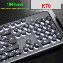 Retro Rodada Teclado Com Fio USB para PC Jogos de Computador Com Fio Teclado para Laptop Tablet Mouse Teclados Do Punk 2024 - compre barato