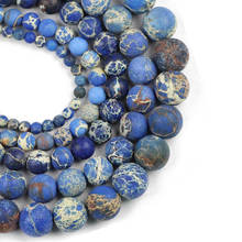 YHBZRET-Cuentas redondas sueltas para fabricación de joyas, Azul Mate de piedra Natural de calaita Imperial de 4/6/8/10/12MM, accesorios DIY 2024 - compra barato