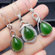 big size natural green jade necklace for women jewelry real 925 silver  water drop natural jade girl party gift lucky gemstone 2024 - buy cheap