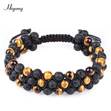 Tiger Eye Stone Bracelets Men Women Natural Stone Essential Oil Lava Rock Bracelet Tiger Eye Beads Bracelet Adjustable Couples 2024 - buy cheap