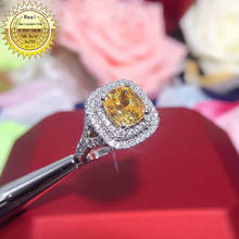 Anillo de diamante de moissanita amarilla de 1 quilate, Oro Sólido de 18K, color D, VVS con certificado nacional 010 2024 - compra barato