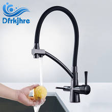 Dfrkjhre Gold Pure Water Kitchen Faucet Brass Double Handles Deck Mounted Swivel Spout Kitchen Sink Faucet Pull Out Mixer Tap 2024 - buy cheap