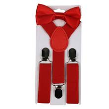 2Pcs/Set Solid Color Kids Boy Girls Clip-ons Y-Shape Elastic Suspenders Bowtie Suspenders Y-Shape Pre-tied Bow Suspenders hot 20 2024 - buy cheap