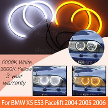 1 Set White+yellow Cotton Light Angel Eyes Halo Ring Kits For BMW X5 E53 Facelift 2004 2005 2006 2024 - buy cheap