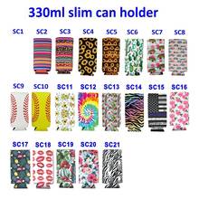 500pcs/lot 21 Style neoprene slim beer can cooler tall stubby holder Neoprene Foldable Stubby Holders Beer Cooler Bags 2024 - buy cheap