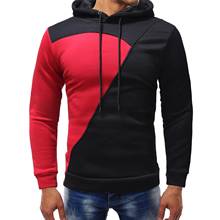 Men Winter Casual Slim-Fit Color Matching Hooded Hoodie Gyms Sports Pullover 2024 - buy cheap