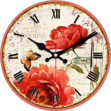 Spring Poppy Flowers Wall Clock Silent Non Ticking Red Rose Butterfly Clocks Battery Operated Vintage Desk Clock 12 Inch 2024 - buy cheap