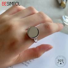 Besimpol Real 925 Sterling Silver Ring French Style Glossy Round Adjustable Rings for Women Minimalist Luxury Fine Jewelry Gifts 2024 - buy cheap