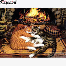 Dispaint 5D Diy Diamante Pintura Da Arte "Animal gato dormindo" Fotos De Diamante do Ponto da Cruz 3D Strass Bordado Decoração A27100 2024 - compre barato