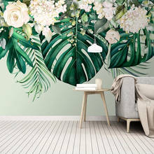 Custom Wall Mural 3D Modern Art Green Leaf Flower Photo Background Wall Painting Living Room Bedroom Dining Room Decor Wallpaper 2024 - buy cheap